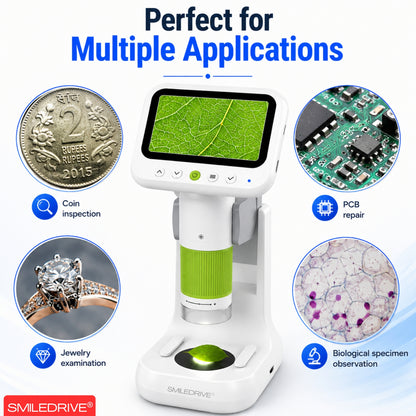 Mini Microscope with 1000x HD Magnification | 2.4” Screen LED Lights & Bottom Backlight | Photo & Video Capture | Rechargeable Handheld Microscope for Coins, Plants, PCB, Jewellery & STEM Learning
