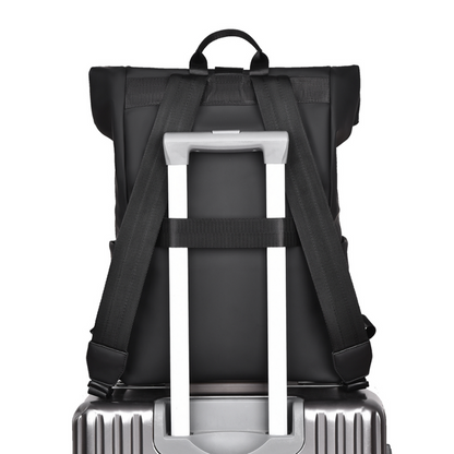 Roll Top Backpack Waterproof Laptop Bag - Stylish & Space Travel, Office & College Faux Leather Bag