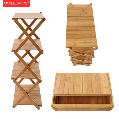Foldable Bamboo Shoe Rack | 3 & 4-tier Balcony Plant Stand | Space Saving Storage Organizer for Entryway, Bedroom, Bathroom or Balcony