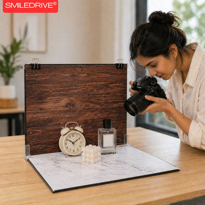 Professional Product Photography Background Kit | Photoshoot Backdrop Kit with 8 styles (4 two-sided sheet) | Silver Reflector & Black Diffuser Included