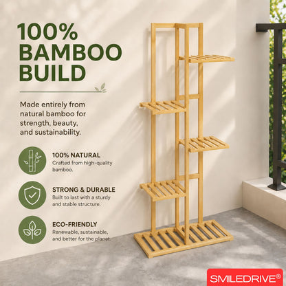 Bamboo Plant Stand for Indoor & Outdoor Plants | 4-Tier Flower Pot Rack for Balcony, Living Room, Patio & Garden