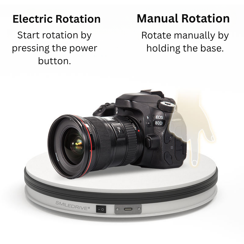 Smiledrive Electric Motorized Photography Turntable 360° Rotatable Display Device for Stores, Exhibitions, Watches, Jewellery-10kg load bearing