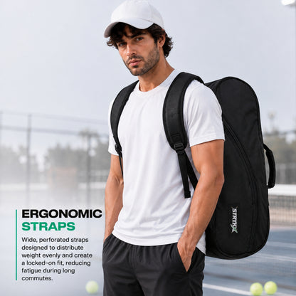 STRYKX Pickleball Kit Bag | 2 Spacious Compartments and one Dedicated Shoe Compartment & Easy-Access Front Pocket | Ergonomic Shoulder Straps & Padded Handle | Sports, Gym & Daily Use