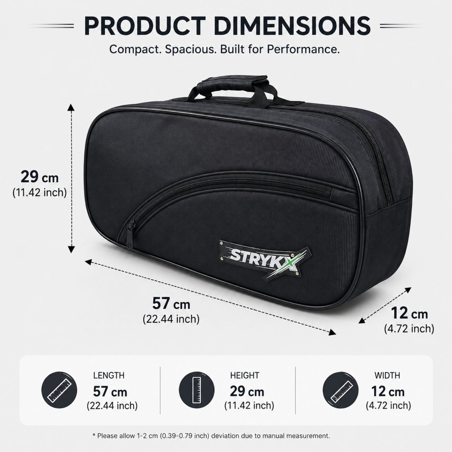 STRYKX Pickleball Kit Bag – Spacious Sports Bag | Easy-Access Pocket & Cushioned Shoulder Strap | Sports Bag for Pickleball, Gym & Travel