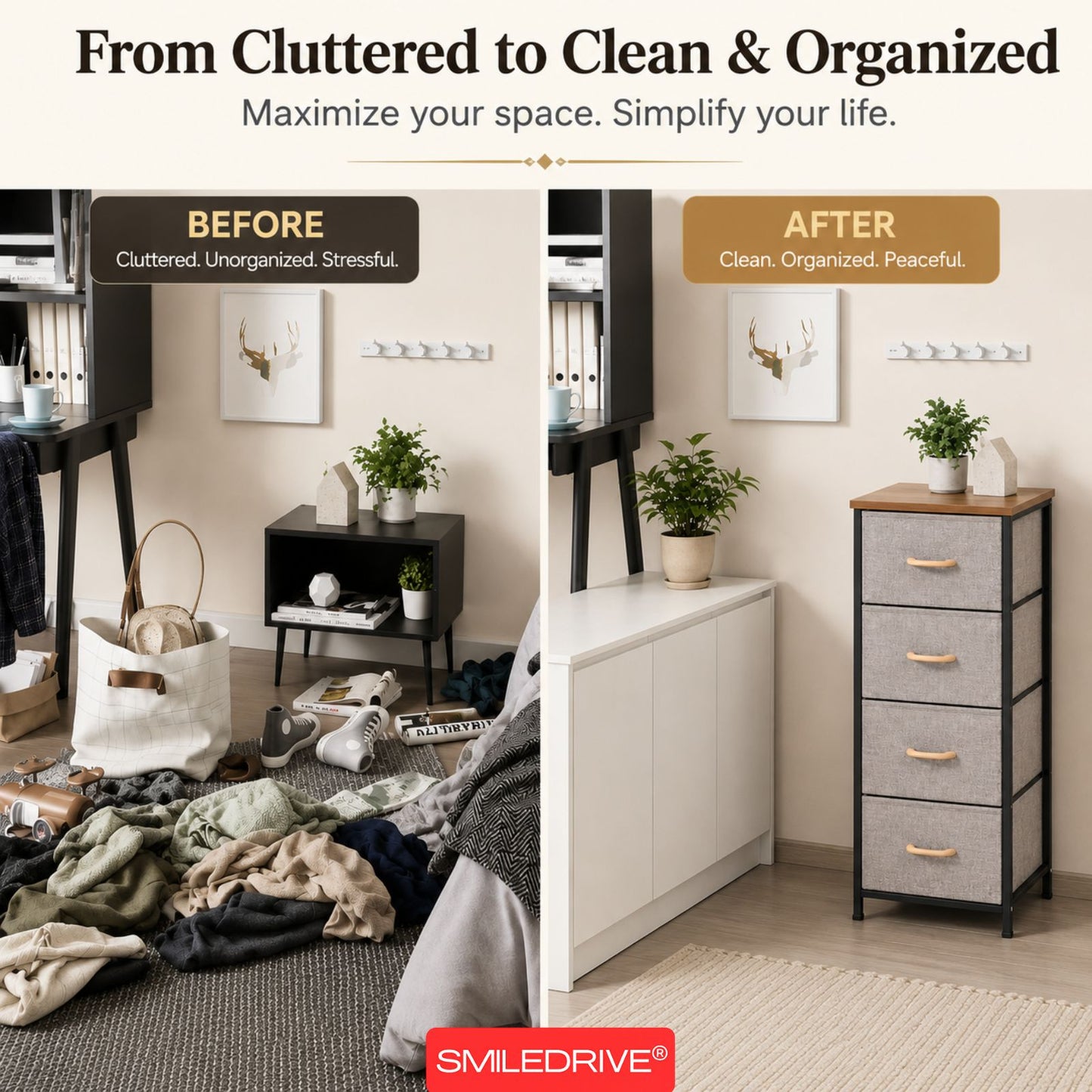 Small Chest of Drawers | Fabric Pull-Out Mini Drawers | Dresser Tower for Bedroom & Living Room