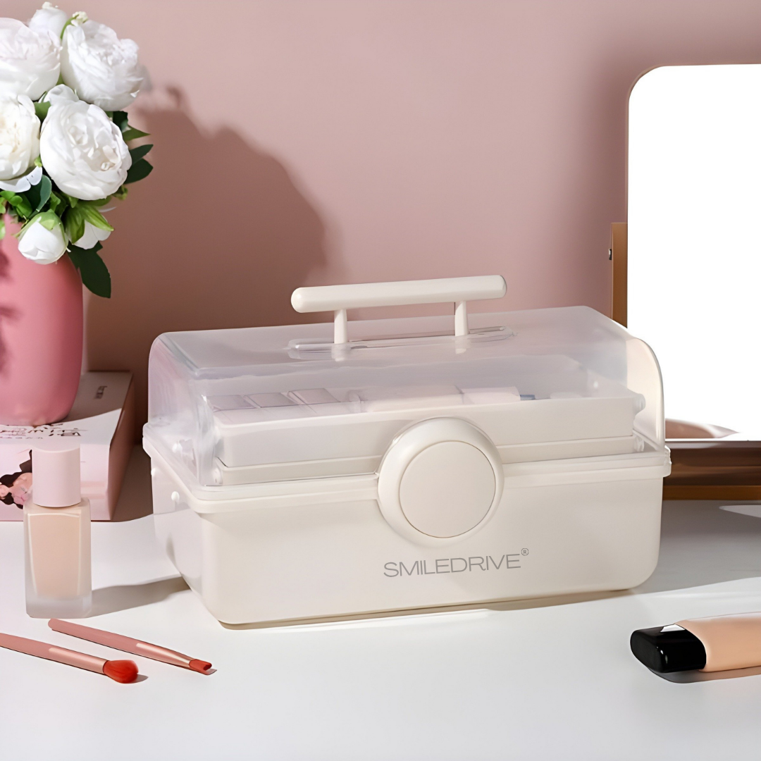 SMILEDRIVE® Plastic Medicine Storage Box 3 Tier First Aid Box Makeup Organiser Multipurpose Storage Box