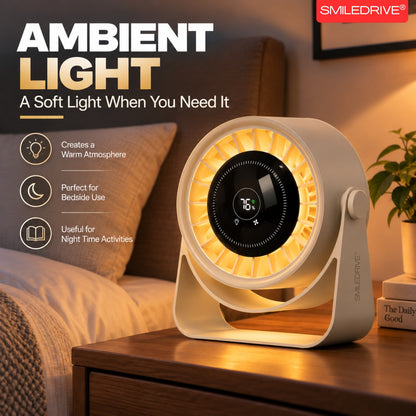 High Speed BLDC Desktop Fan | Rechargeable Fan with 4000 mAh battery | Speed control with Digital Display |  Remote Control |  Desktop & Wall Mounted Design | Ambient Light | Type C