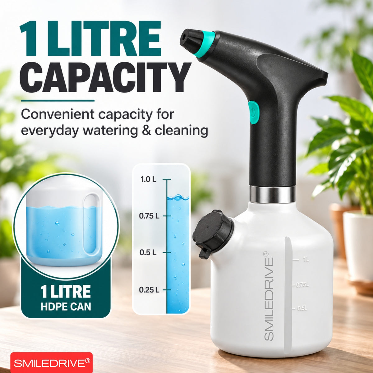 1L Electric Sprayer Bottle, Automatic Watering of Indoor/Outdoor Plants, Mist & Stream Spray with Extended Nozzle, Water level check,  Rechargeable 1200 mAh Battery, Bright Battery Power Indicator, Spray Bottle for Plants, Garden & Household Cleaning