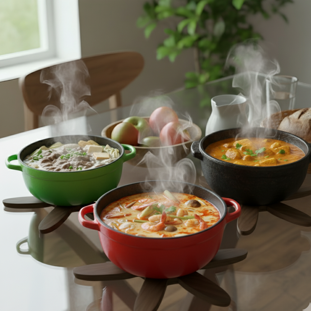 Wooden Trivets for Hot Dishes Coaster for Hot Utensils – Heat-Resistant Trivets for Kitchen & Dining Table (Set of 4)