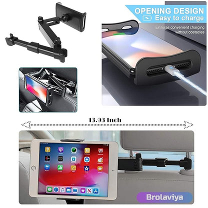 Mobile Holder Stand for Car 4.5" to 11" Devices – 360° Adjustable Tablet & Phone Holder with Extendable Arm and Secure Grip