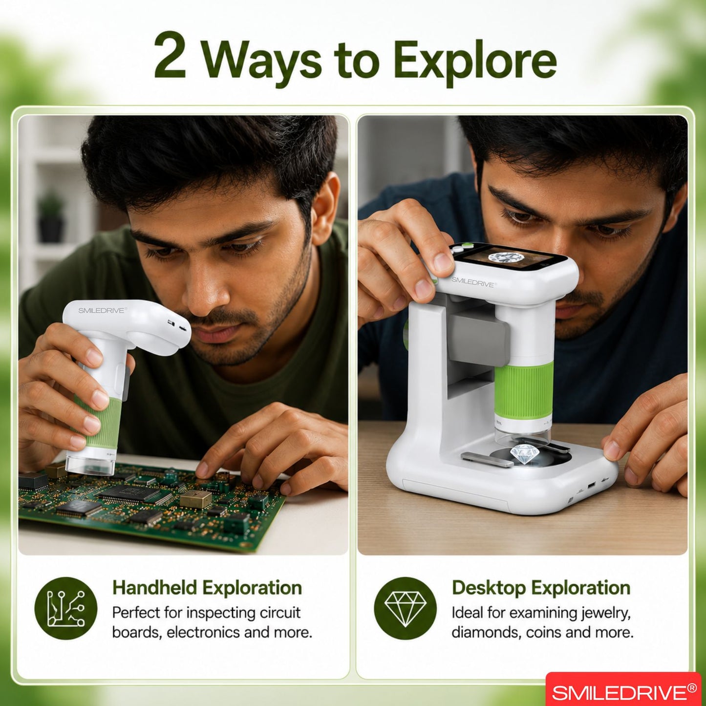 Mini Microscope with 1000x HD Magnification | 2.4” Screen LED Lights & Bottom Backlight | Photo & Video Capture | Rechargeable Handheld Microscope for Coins, Plants, PCB, Jewellery & STEM Learning
