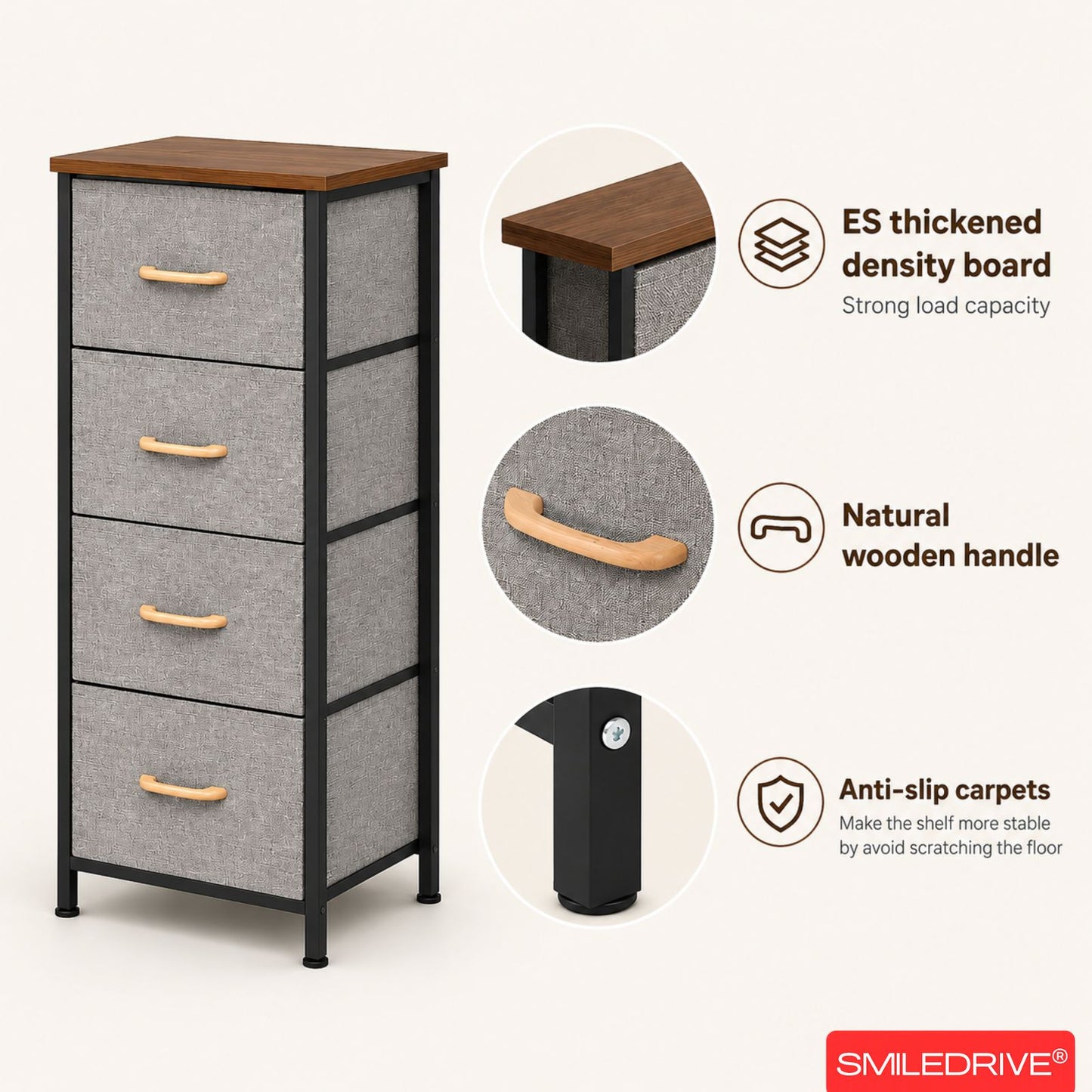 Small Chest of Drawers | Fabric Pull-Out Mini Drawers | Dresser Tower for Bedroom & Living Room
