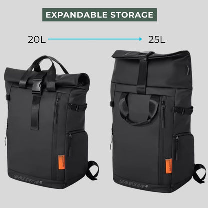 Waterproof Rolltop Laptop Backpack Unisex Bag | Expandable 20–25L | Fits 15.6" Laptop | Anti-Theft, Lightweight Bag for Men & Women | Stylish Travel, Office & College Backpack