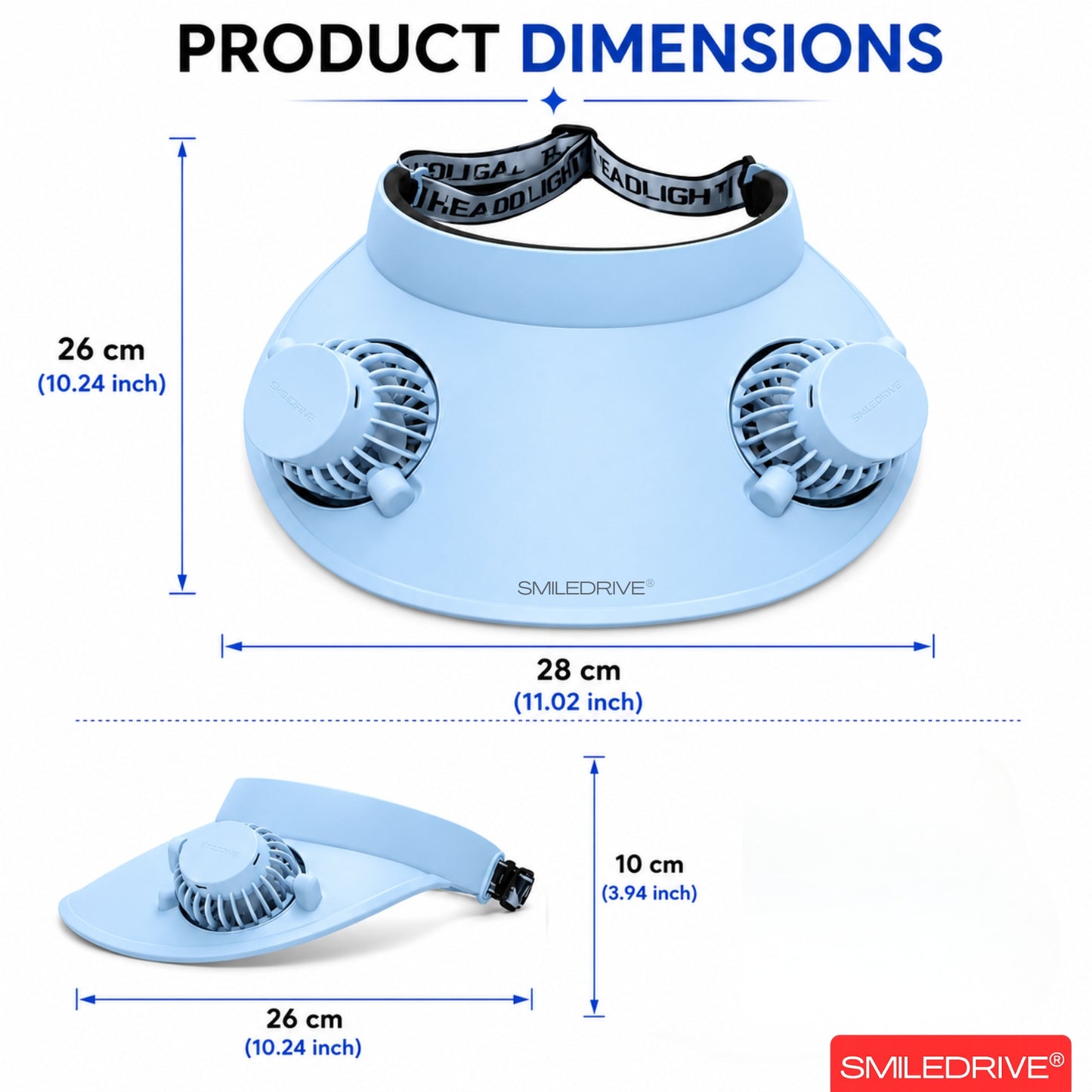 Cooling Fan Cap with Dual Rechargeable Fans, 3-Speed Adjustable Fan, Hands-Free Cooling Hat, Lightweight Cap for Daily Use- Walking, Gardening, Hiking, Camping & Indoor/ Outdoor Work | Available in Blue, Pink & White