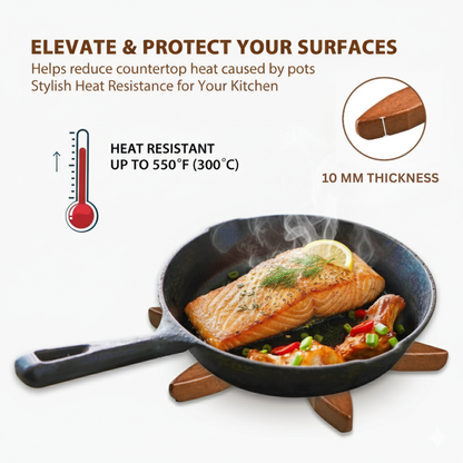 Wooden Trivets for Hot Dishes Coaster for Hot Utensils – Heat-Resistant Trivets for Kitchen & Dining Table (Set of 4)