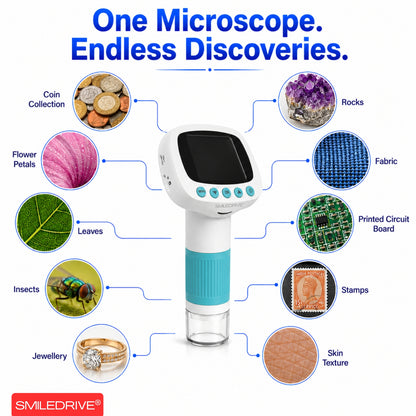 1000X Handheld Digital Microscope for Kids with 2.0" IPS Display | Portable Rechargeable Pocket Microscope with Lanyard| 8 LED Lights | for Coins, Plants, Insects, Jewellery, PCB & Educational Learning