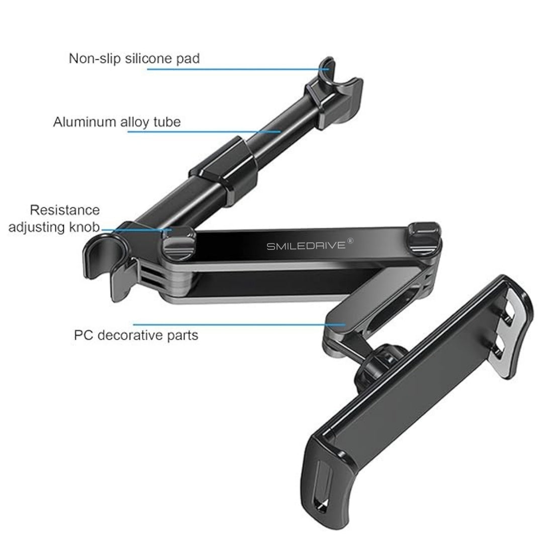 Mobile Holder Stand for Car 4.5" to 11" Devices – 360° Adjustable Tablet & Phone Holder with Extendable Arm and Secure Grip