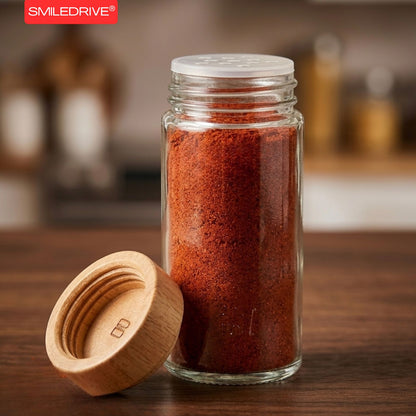 Rotating Spice Rack Wooden Spice Organizer | 5, 12 or 16 Glass Jar with Revolving Stand