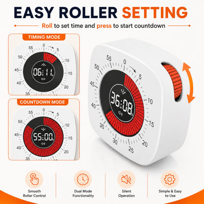 Digital Visual Timer with Countdown Display, Silent & Audible Alerts, Magnetic Back, Stand & USB Type-C Rechargeable Timer for Study, Cooking, Workouts and Daily Routines