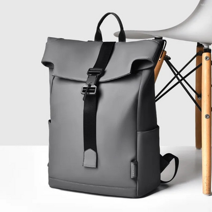 Roll Top Backpack Waterproof Laptop Bag - Stylish & Space Travel, Office & College Faux Leather Bag