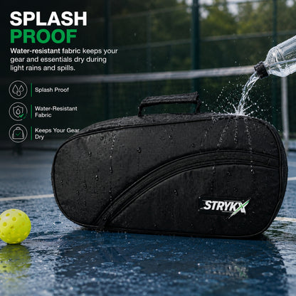 STRYKX Pickleball Kit Bag | 2 Spacious Compartments and one Dedicated Shoe Compartment & Easy-Access Front Pocket | Ergonomic Shoulder Straps & Padded Handle | Sports, Gym & Daily Use