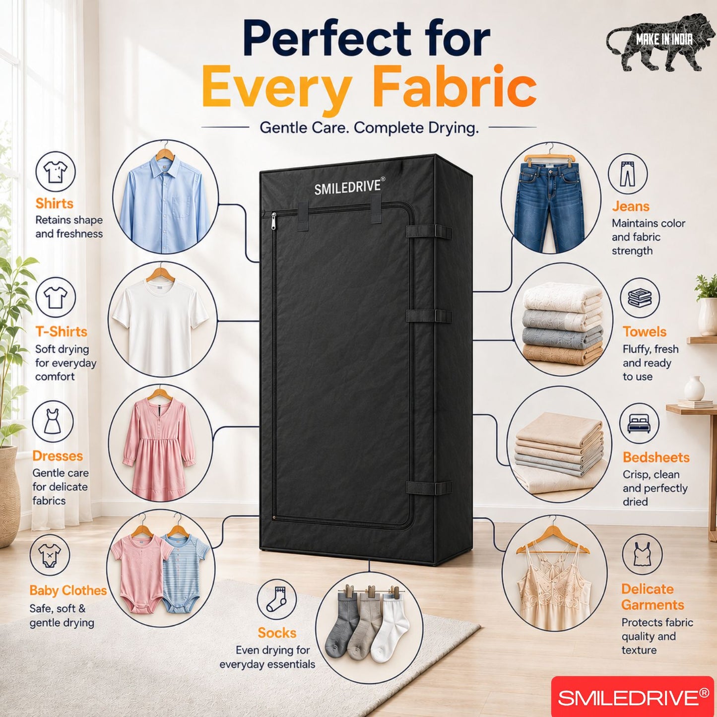 Electric Clothes Dryer Machine | Heavy-Duty 3-Tier Rack | Quick-Dry Technology | Hygienic, Foldable & Space-Saving Design | Made in India