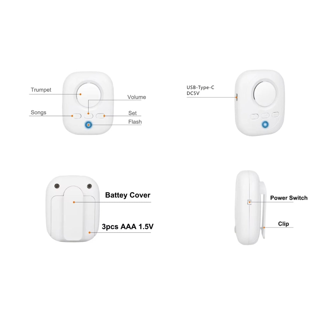 Smiledrive Wireless Call Bell for Patients SOS Device for elderly Emergency Button for Seniors-500+ feet range- 1 receiver 1 waterproof transmitter