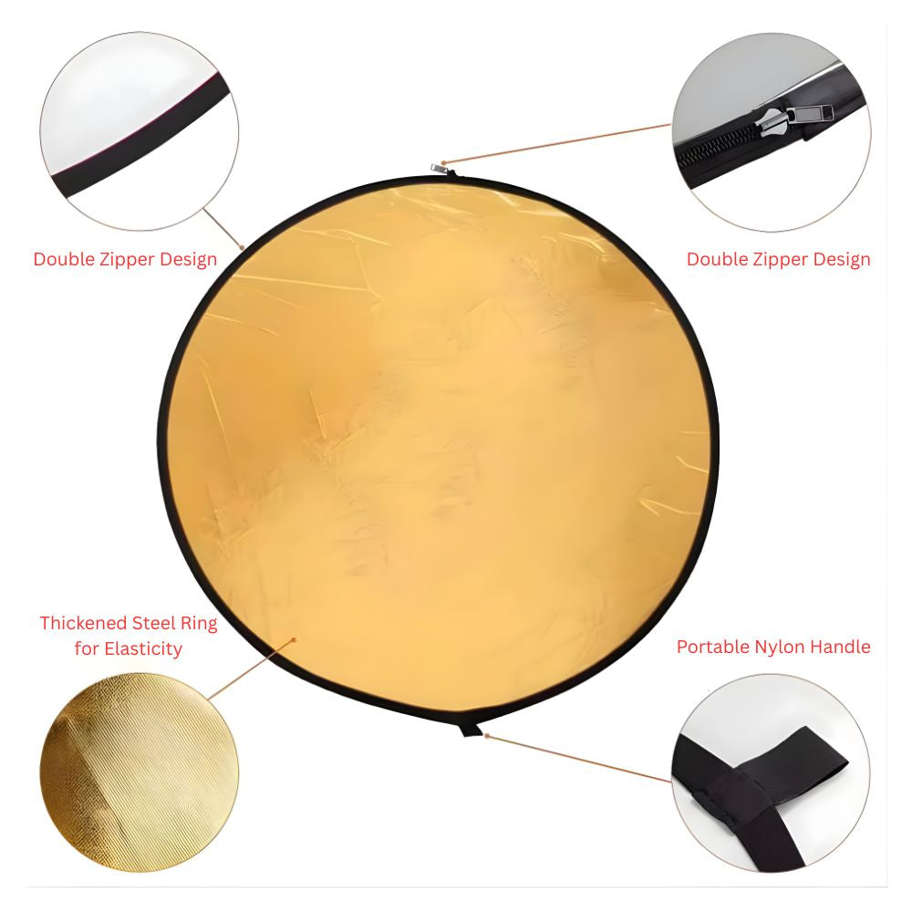 5‑in‑1 Photography Reflector – Camera Reflector & Light Reflector for Photography, Foldable Five in One Reflectors for Studio & Outdoor Shoots