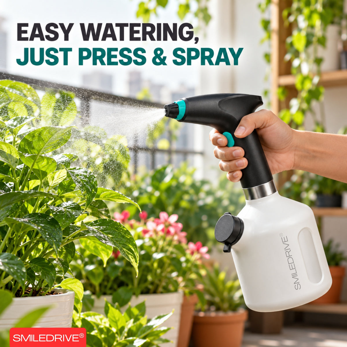 1L Electric Sprayer Bottle, Automatic Watering of Indoor/Outdoor Plants, Mist & Stream Spray with Extended Nozzle, Water level check,  Rechargeable 1200 mAh Battery, Bright Battery Power Indicator, Spray Bottle for Plants, Garden & Household Cleaning