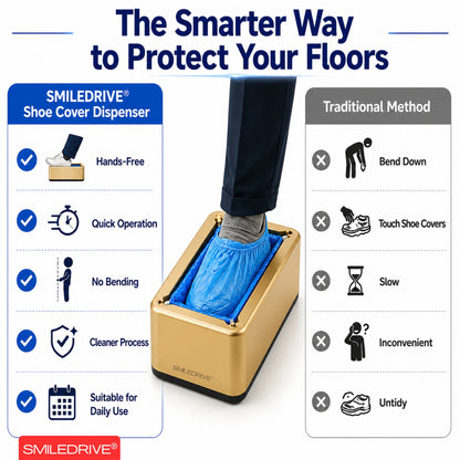 Shoe Cover Dispenser with 200 Disposable Shoe Covers | Hands-Free Automatic Foot Operated Shoe Cover Machine | No Bending, No Mess | Ideal for Home, Office, Clinic & Clean Spaces