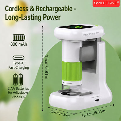 Mini Microscope with 1000x HD Magnification | 2.4” Screen LED Lights & Bottom Backlight | Photo & Video Capture | Rechargeable Handheld Microscope for Coins, Plants, PCB, Jewellery & STEM Learning