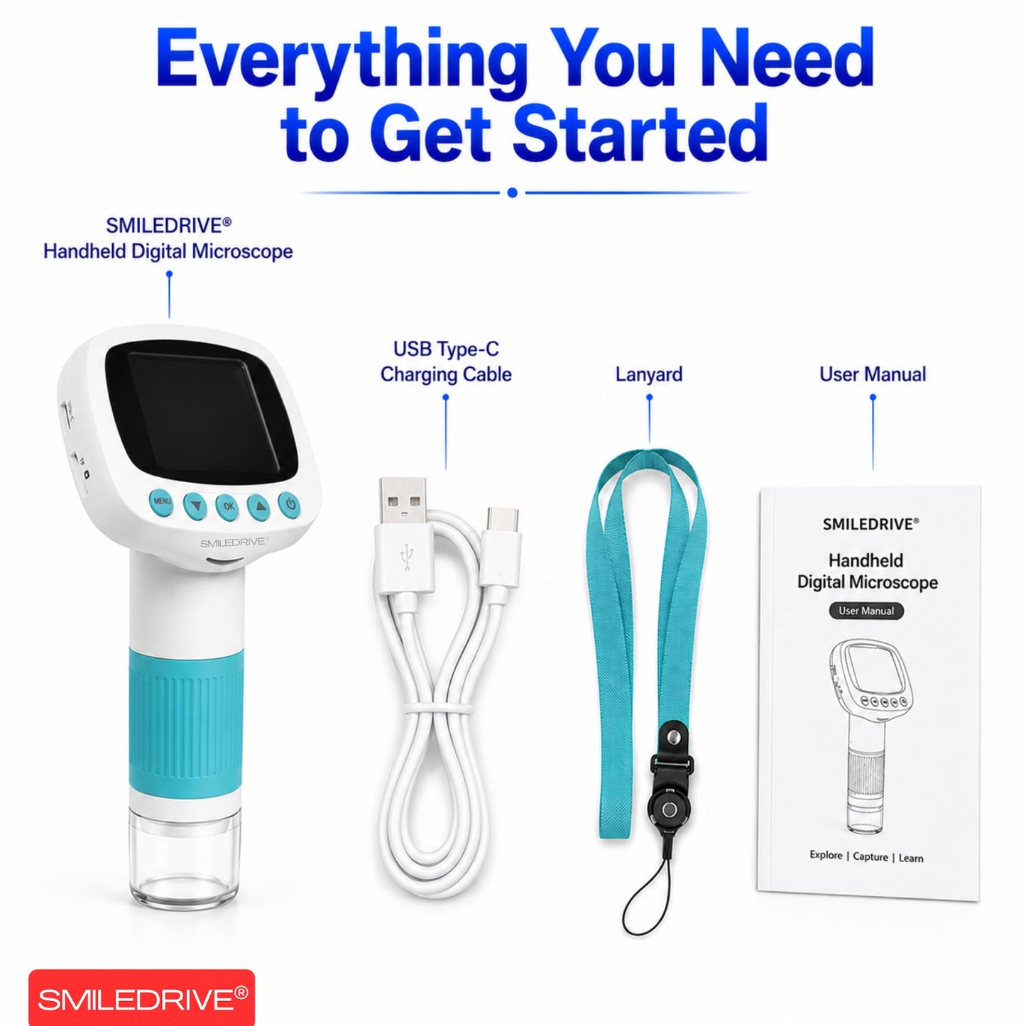 1000X Handheld Digital Microscope for Kids with 2.0" IPS Display | Portable Rechargeable Pocket Microscope with Lanyard| 8 LED Lights | for Coins, Plants, Insects, Jewellery, PCB & Educational Learning