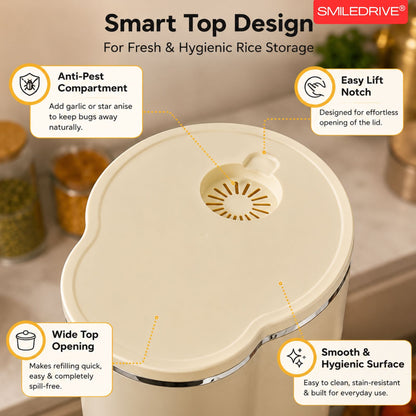 Rice Dispenser Grain Storage and Dispensing Unit with Measuring Cup | 10KG Airtight Grain Storage Organizer for Kitchen