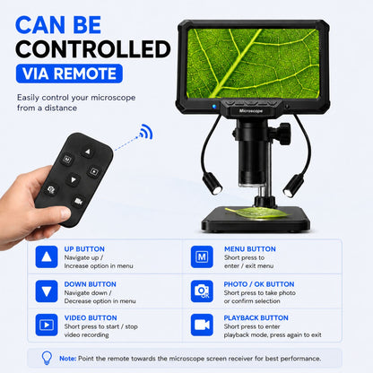 Digital Microscope with 7 inch Screen | 16MP Camera | 50X–1200X Magnification | 1080P Recording | 8+2 LED Lights | Coin, PCB & Jewellery Inspection Microscope