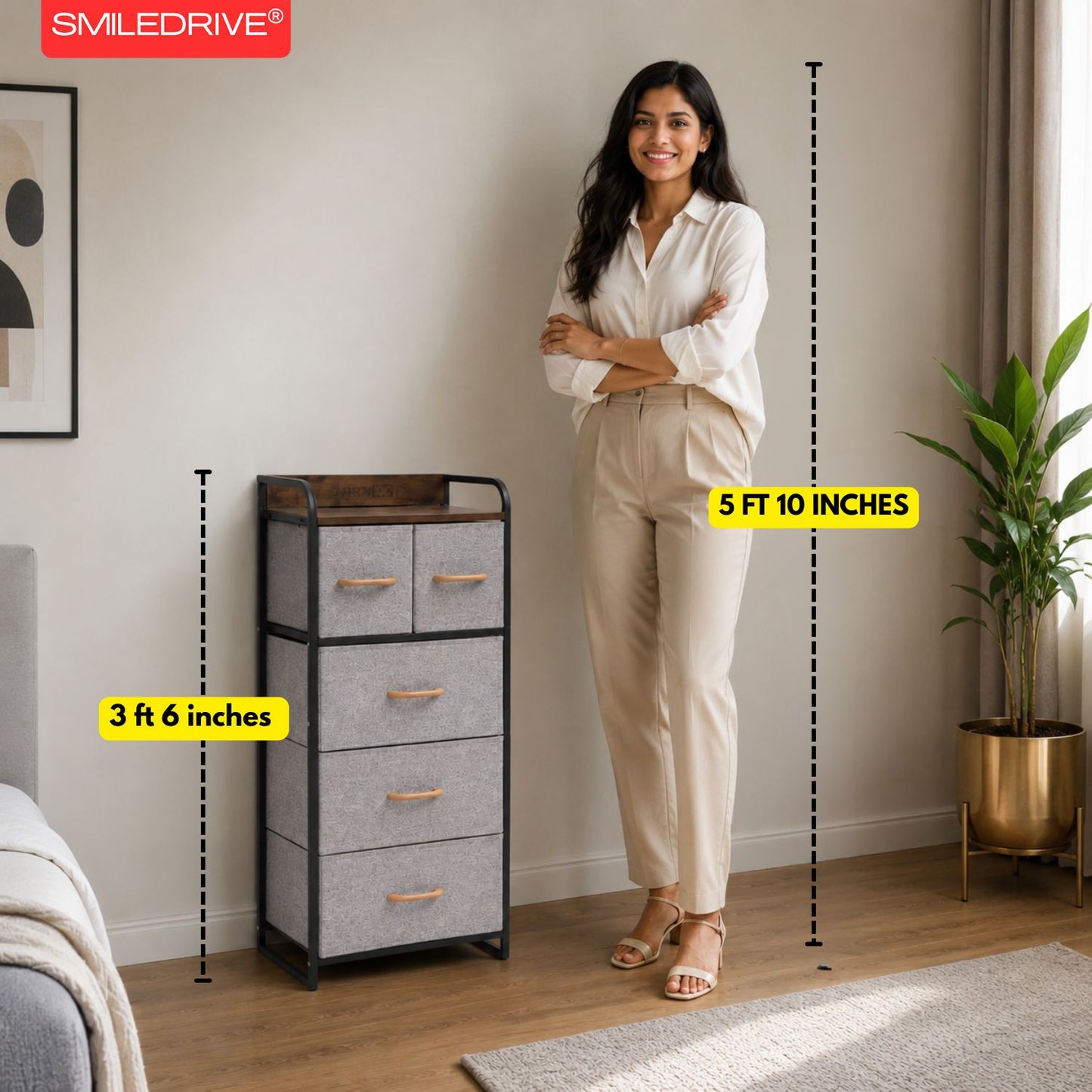 Small Chest of Drawers | Fabric Pull-Out Mini Drawers | Dresser Tower for Bedroom & Living Room