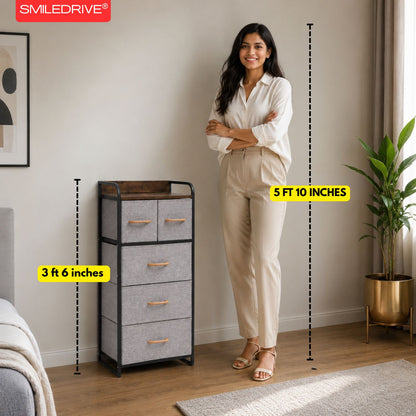 Small Chest of Drawers | Fabric Pull-Out Mini Drawers | Dresser Tower for Bedroom & Living Room
