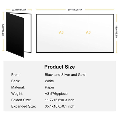 4-in-1 Photography Reflector Board – Foldable Light Diffuser for Product Photography, Camera Reflector Panel for Still Life & Tabletop Shoots – 42 x 30 cm Black, White, Golden & Silver Reflectors.