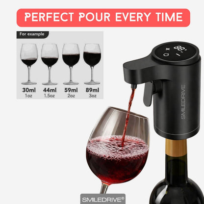 Automatic Peg Dispenser Measurer | Wine Aerator | Peg Measurement Machine for Home Bar | USB Rechargeable Bottle Dispenser for Wine, Whiskey, Spirits | Black