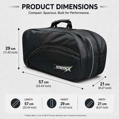 STRYKX Pickleball Kit Bag | 2 Spacious Compartments and one Dedicated Shoe Compartment & Easy-Access Front Pocket | Ergonomic Shoulder Straps & Padded Handle | Sports, Gym & Daily Use