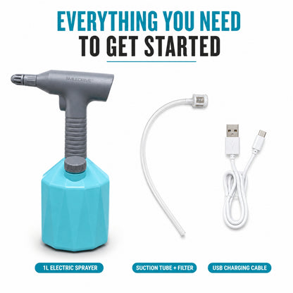 1L Garden Sprayer with Adjustable Mist & Stream | 2000 mAh Rechargeable Battery | USB Charging | Handheld Automatic Sprayer for Plants, Gardening & Household Use