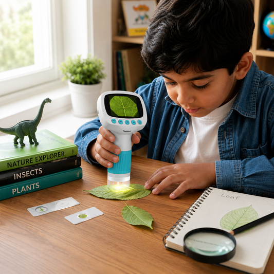 1000X Handheld Digital Microscope for Kids with 2.0" IPS Display | Portable Rechargeable Pocket Microscope with Lanyard| 8 LED Lights | for Coins, Plants, Insects, Jewellery, PCB & Educational Learning