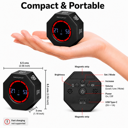 Pomodoro Timer | Digital Kitchen Timer | Productivity Timer with Flip Display, Preset Countdown Modes, Count-Up Function & USB-C Charging