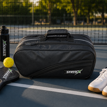 STRYKX Pickleball Kit Bag | 2 Spacious Compartments and one Dedicated Shoe Compartment & Easy-Access Front Pocket | Ergonomic Shoulder Straps & Padded Handle | Sports, Gym & Daily Use