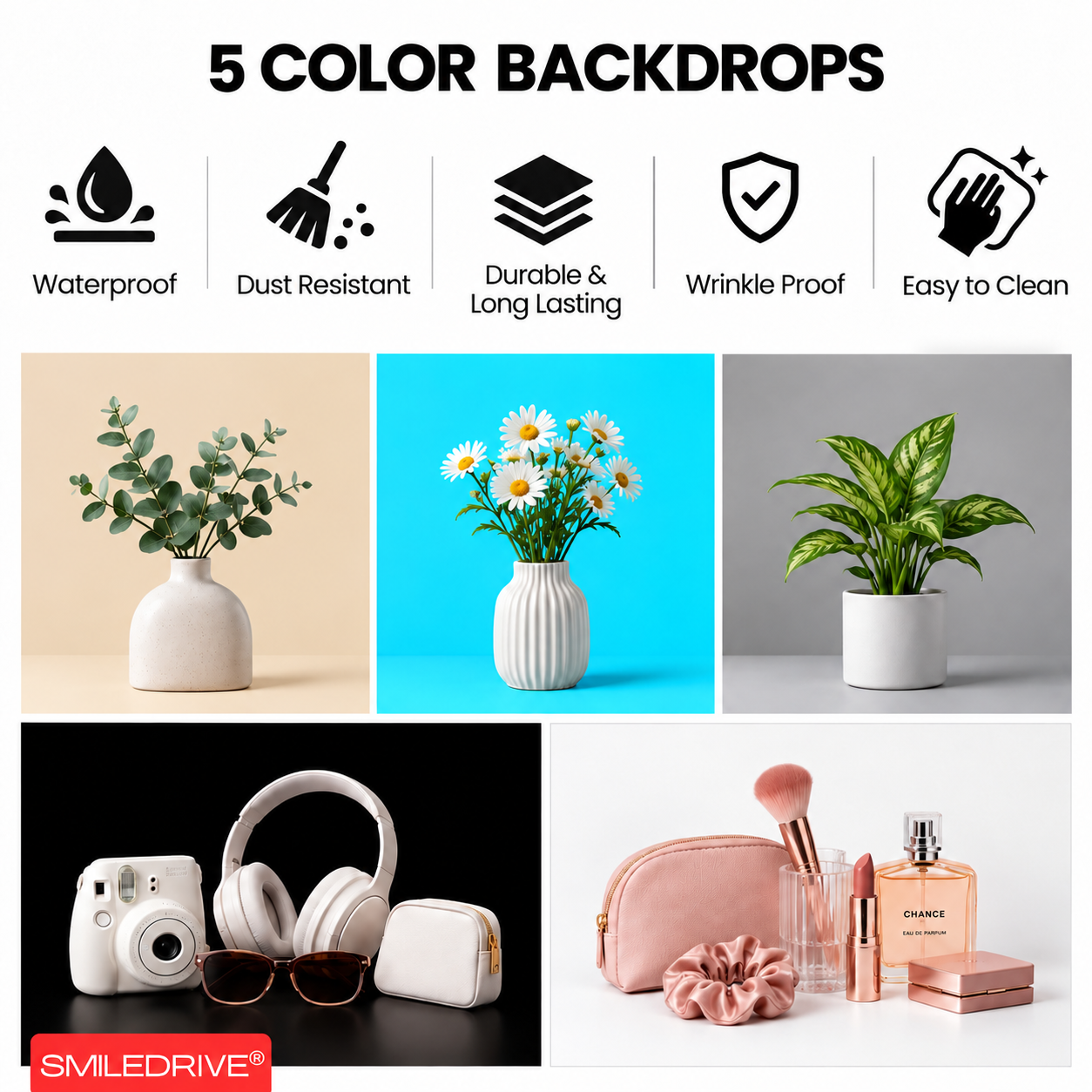 43 cm Product Photography Light Box | Portable Product Photography Box with Reflective Interior | 3 modes LED lights | 5  Backdrops Included | Perfect Photo Booth for jewelry, cosmetics, gadgets, and other small-to-medium items