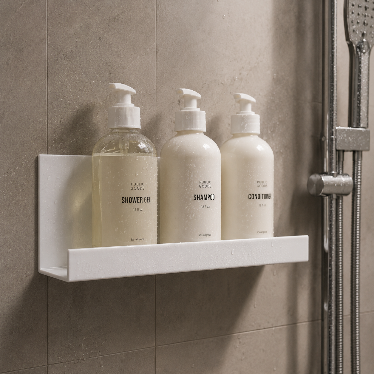 Floating Wall Shelf | Multipurpose Acrylic Shelf for Kitchen, Bathroom, Vanity & Office | White-No Drilling Required