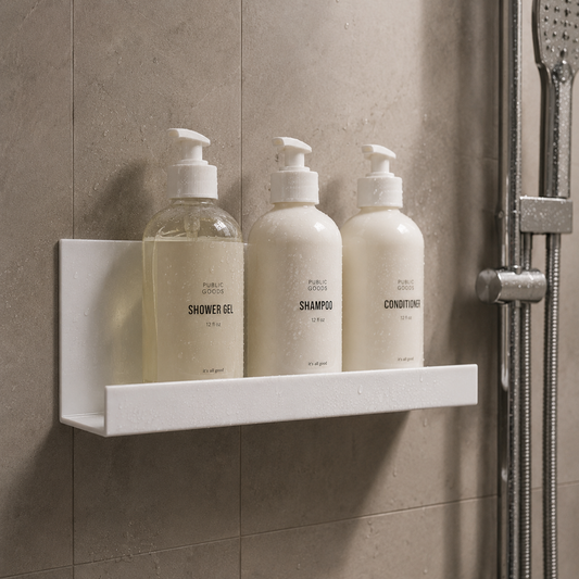 Floating Wall Shelf | Multipurpose Acrylic Shelf for Kitchen, Bathroom, Vanity & Office | White-No Drilling Required