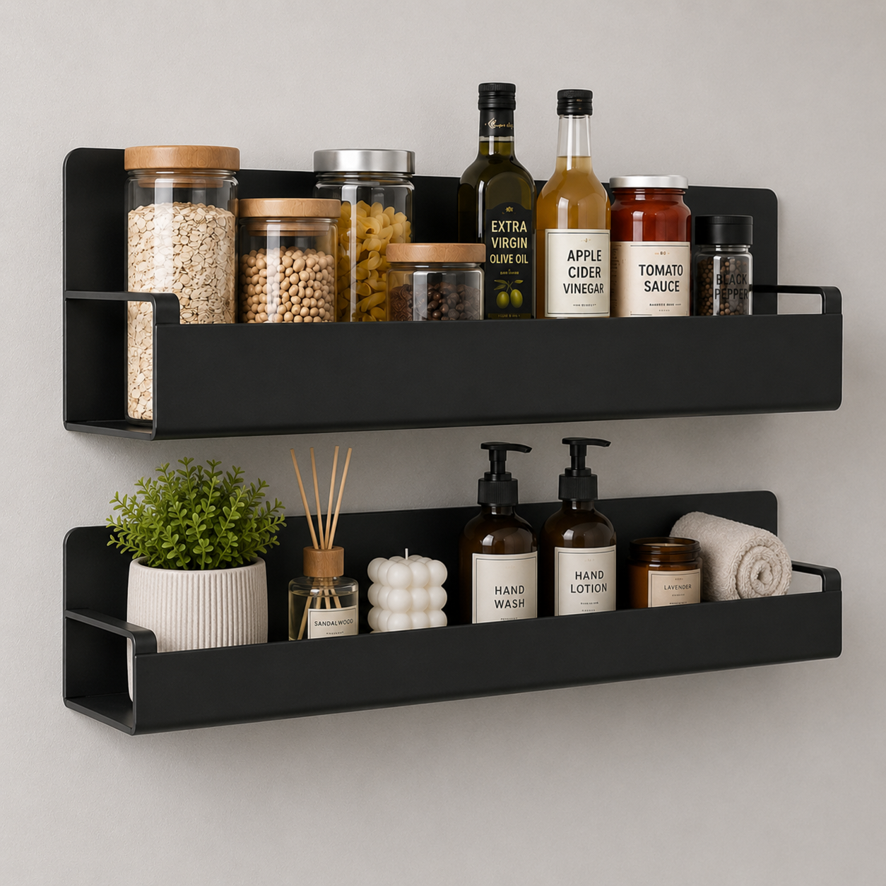 Floating Shelf for Wall | Wall Mounted Metal Shelf | Kitchen Bathroom Wall Rack | No Drill Self Adhesive Washroom Organizer