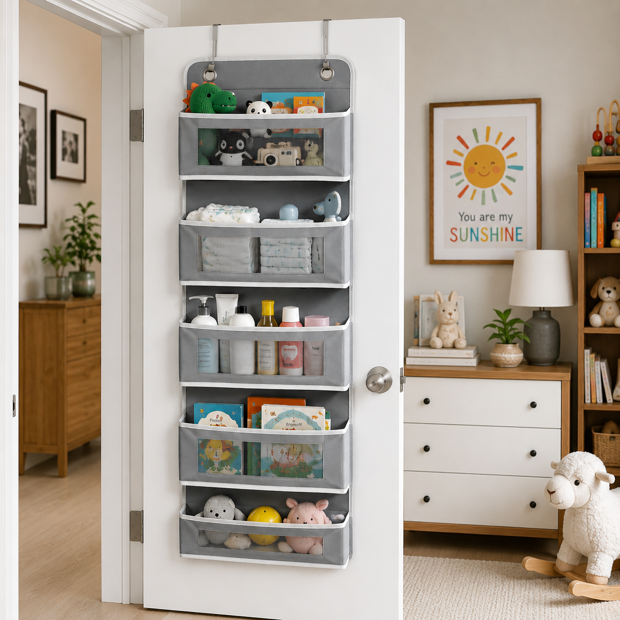 Over the Door Organizer – Hanging Storage Organizer with Clear Window Pockets for Closet, Bedroom, Bathroom | Available in 4/5 Pockets