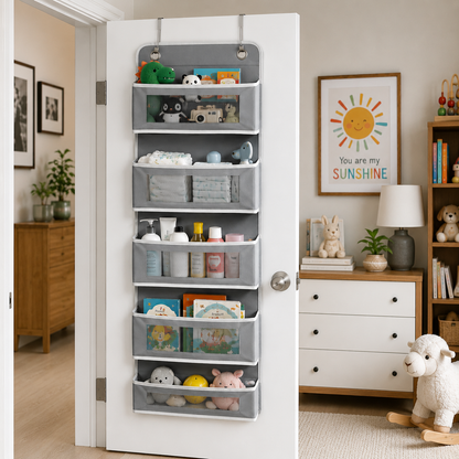 Over the Door Organizer – Hanging Storage Organizer with Clear Window Pockets for Closet, Bedroom, Bathroom | Available in 4/5 Pockets