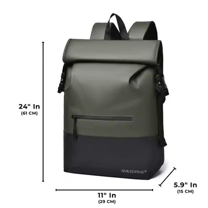 Waterproof Roll Top Backpack Laptop Bag– Stylish Travel Hiking Office Bag